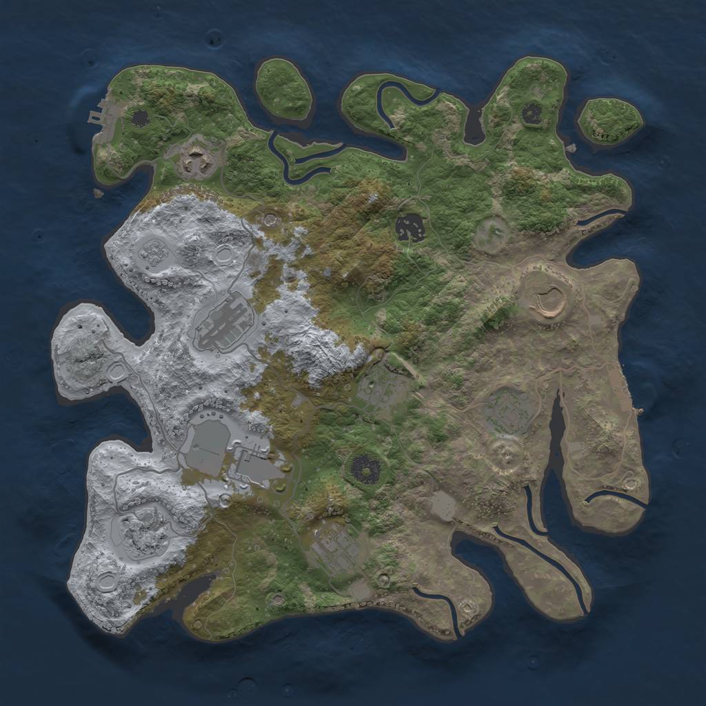 Rust Map: Procedural Map, Size: 3500, Seed: 1233185311, 18 Monuments
