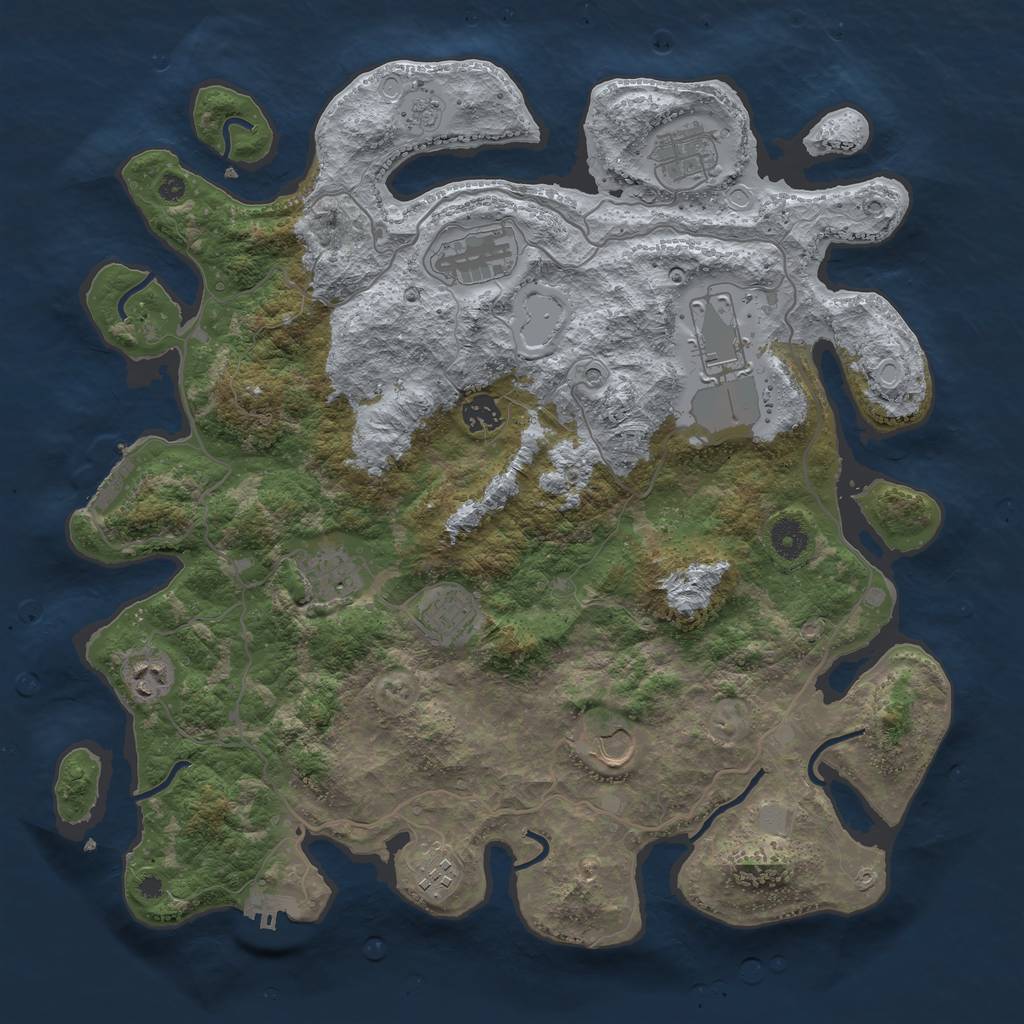 Rust Map: Procedural Map, Size: 4010, Seed: 1786342, 18 Monuments