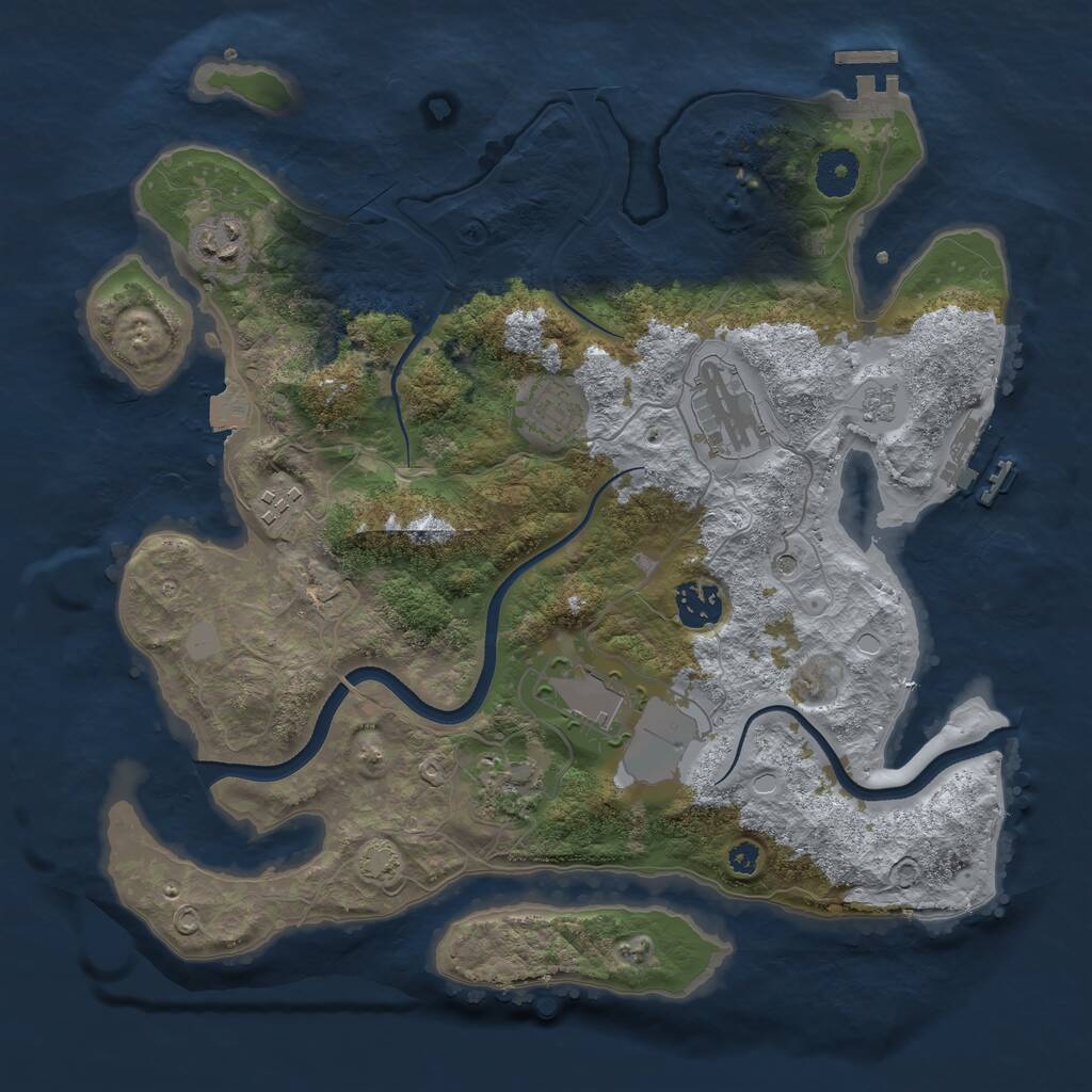 Rust Map: Procedural Map, Size: 3500, Seed: 12435, 13 Monuments