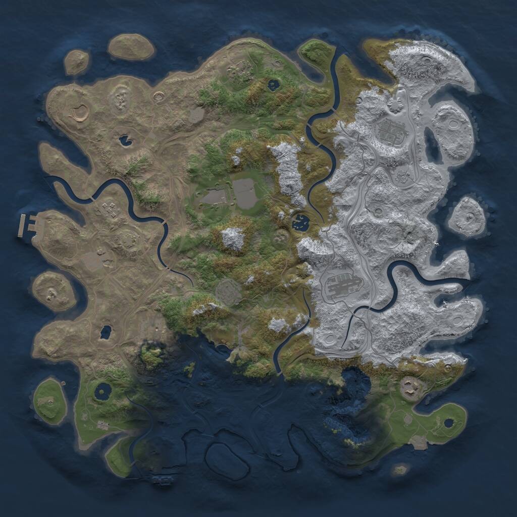 Rust Map: Procedural Map, Size: 4500, Seed: 1061597771, 17 Monuments