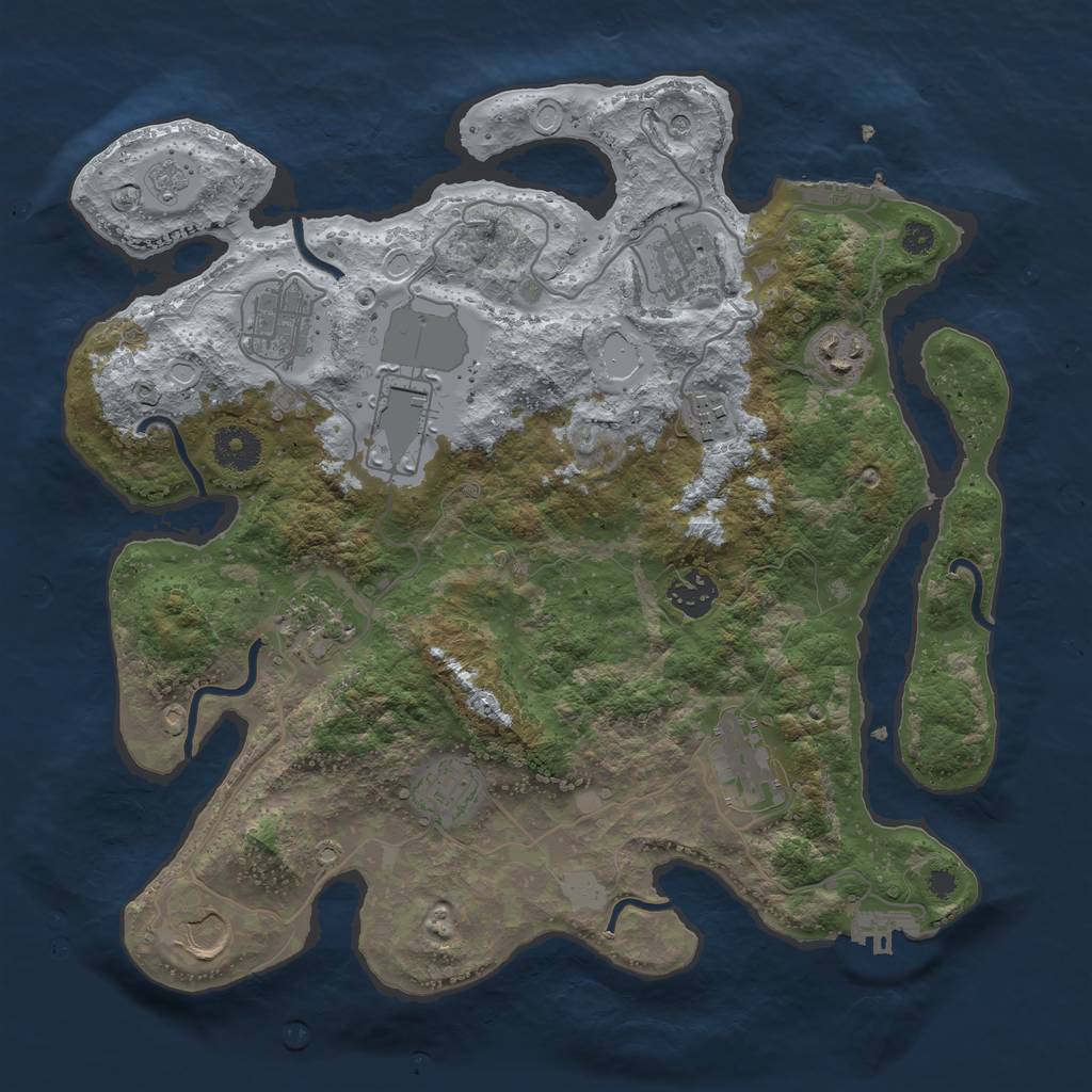 Rust Map: Procedural Map, Size: 3500, Seed: 894561325, 19 Monuments