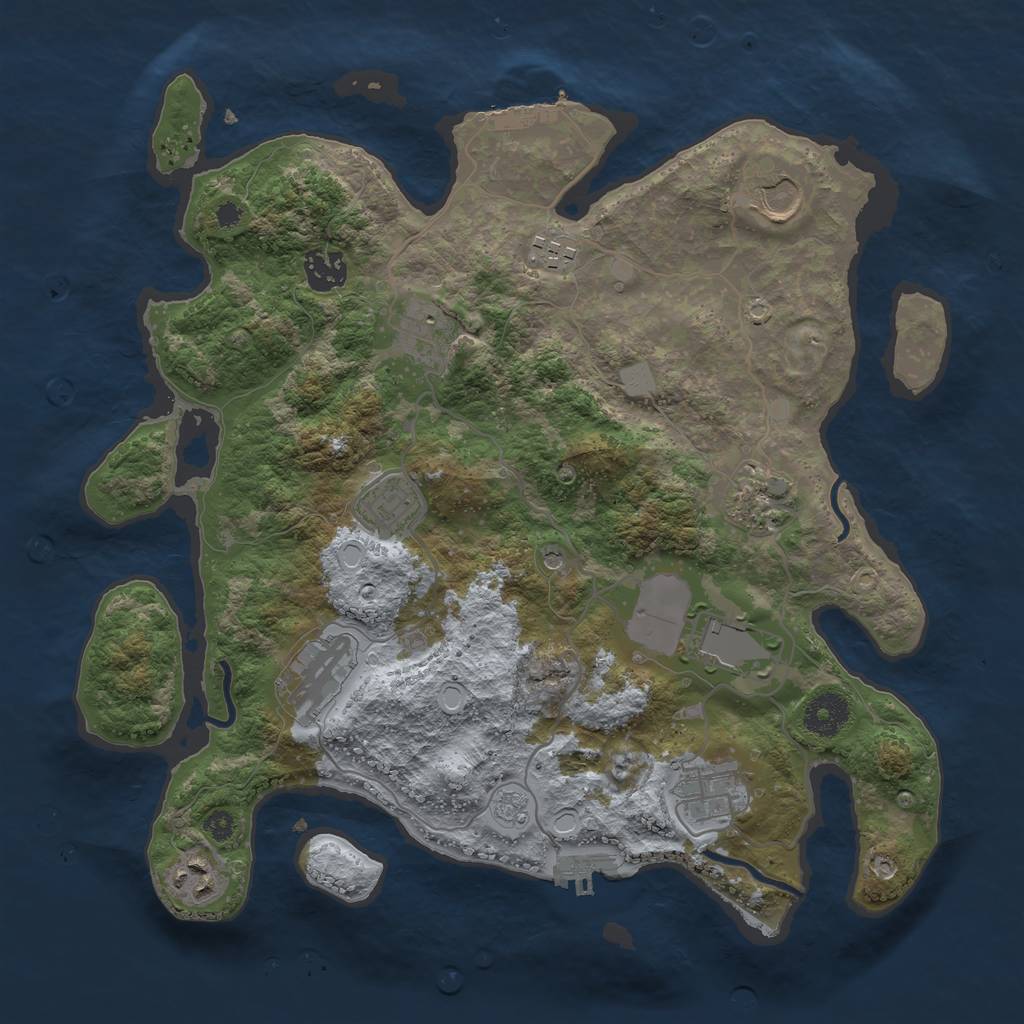 Rust Map: Procedural Map, Size: 3500, Seed: 1986937994, 19 Monuments