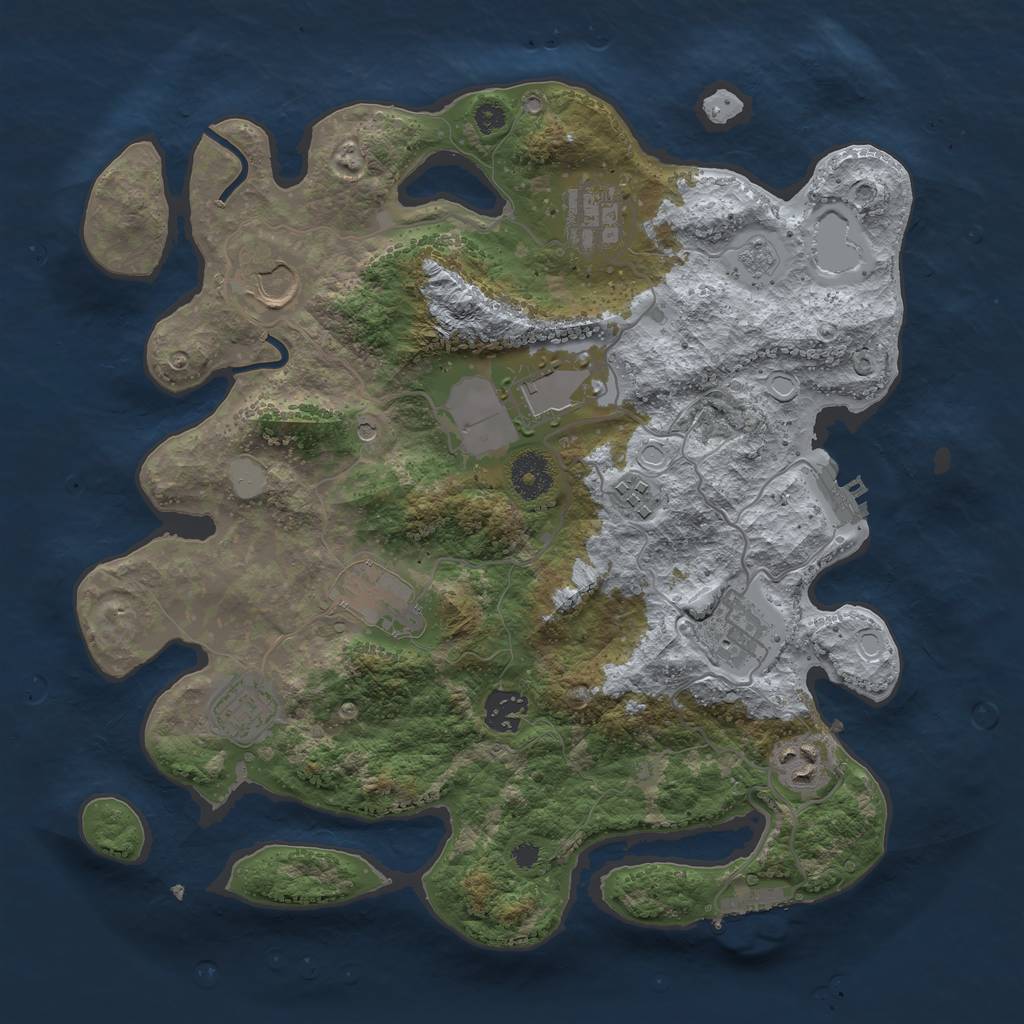 Rust Map: Procedural Map, Size: 3500, Seed: 38212, 18 Monuments