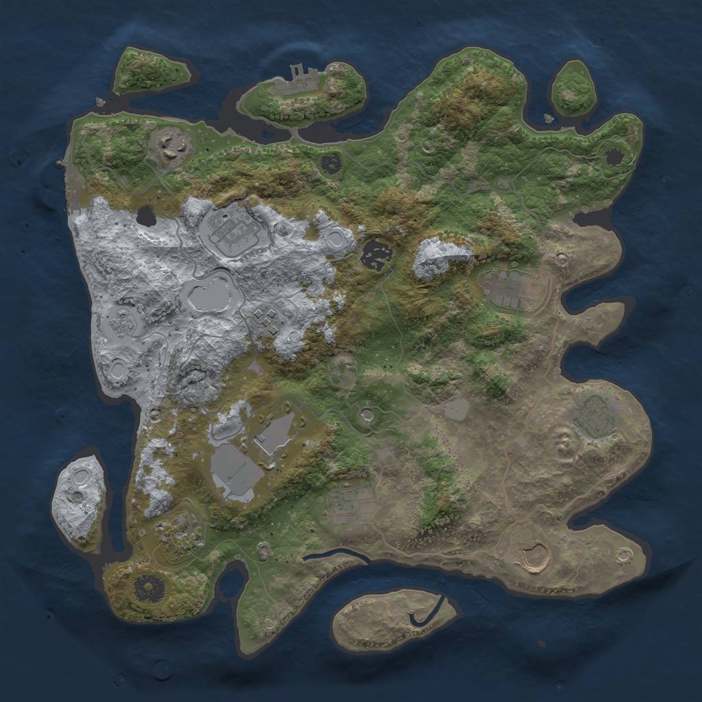 Rust Map: Procedural Map, Size: 3500, Seed: 69593544, 19 Monuments