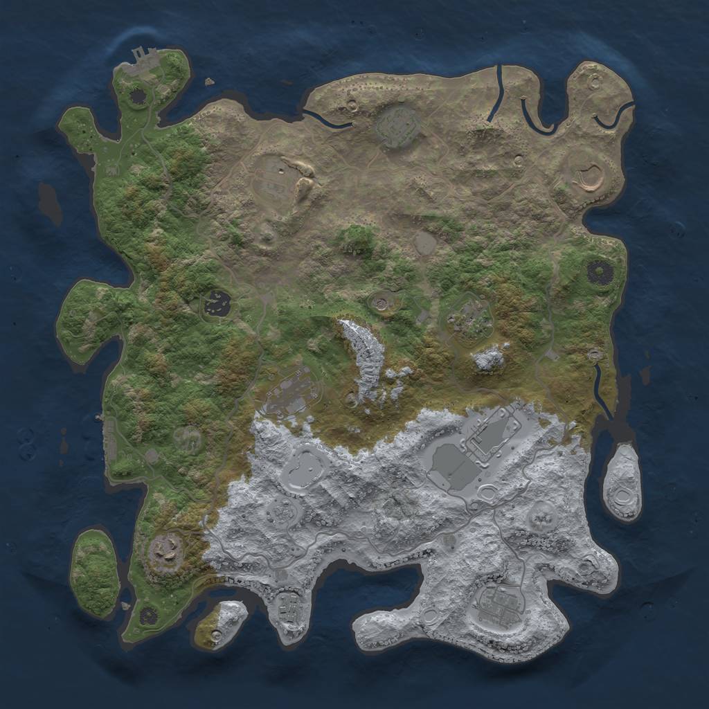 Rust Map: Procedural Map, Size: 4000, Seed: 1146502184, 19 Monuments