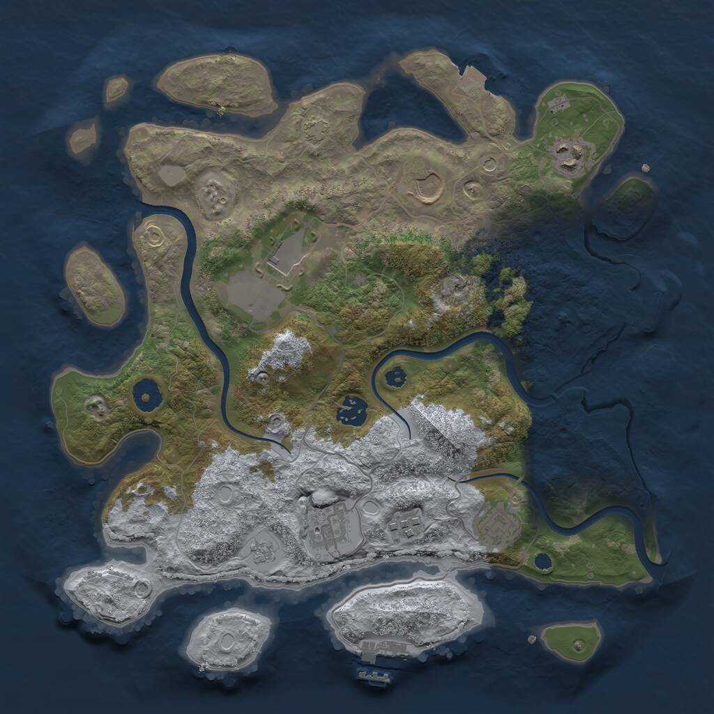 Rust Map: Procedural Map, Size: 3500, Seed: 53235954, 13 Monuments