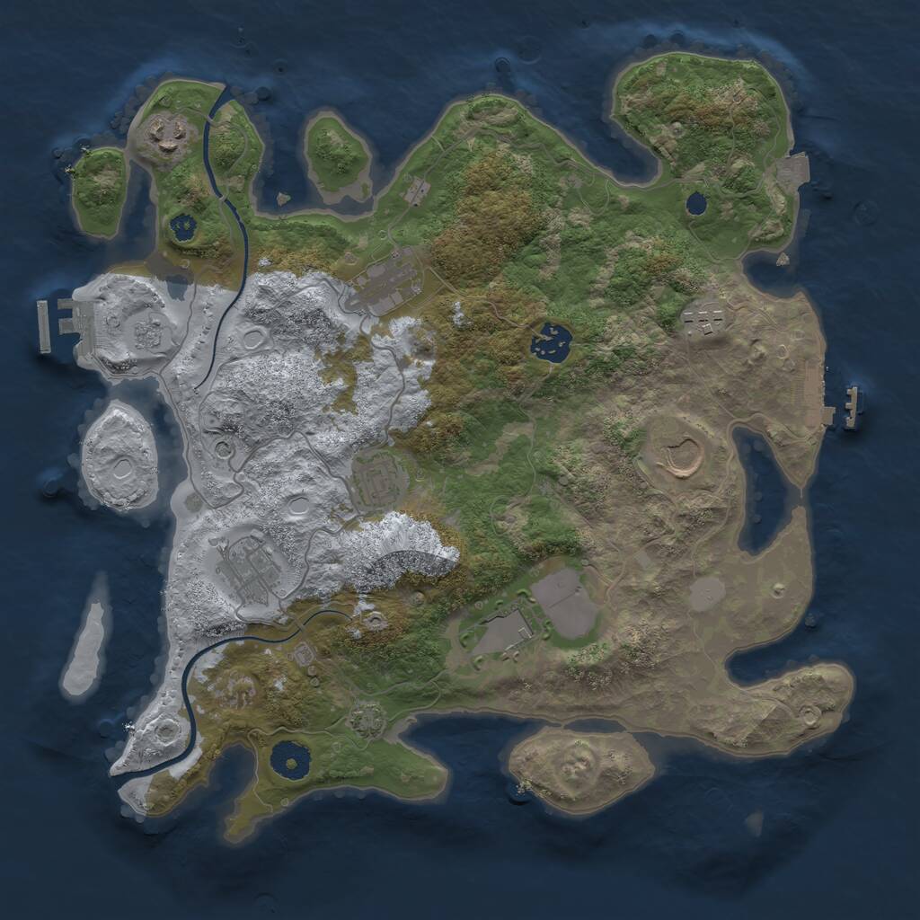 Rust Map: Procedural Map, Size: 3500, Seed: 228285300, 14 Monuments