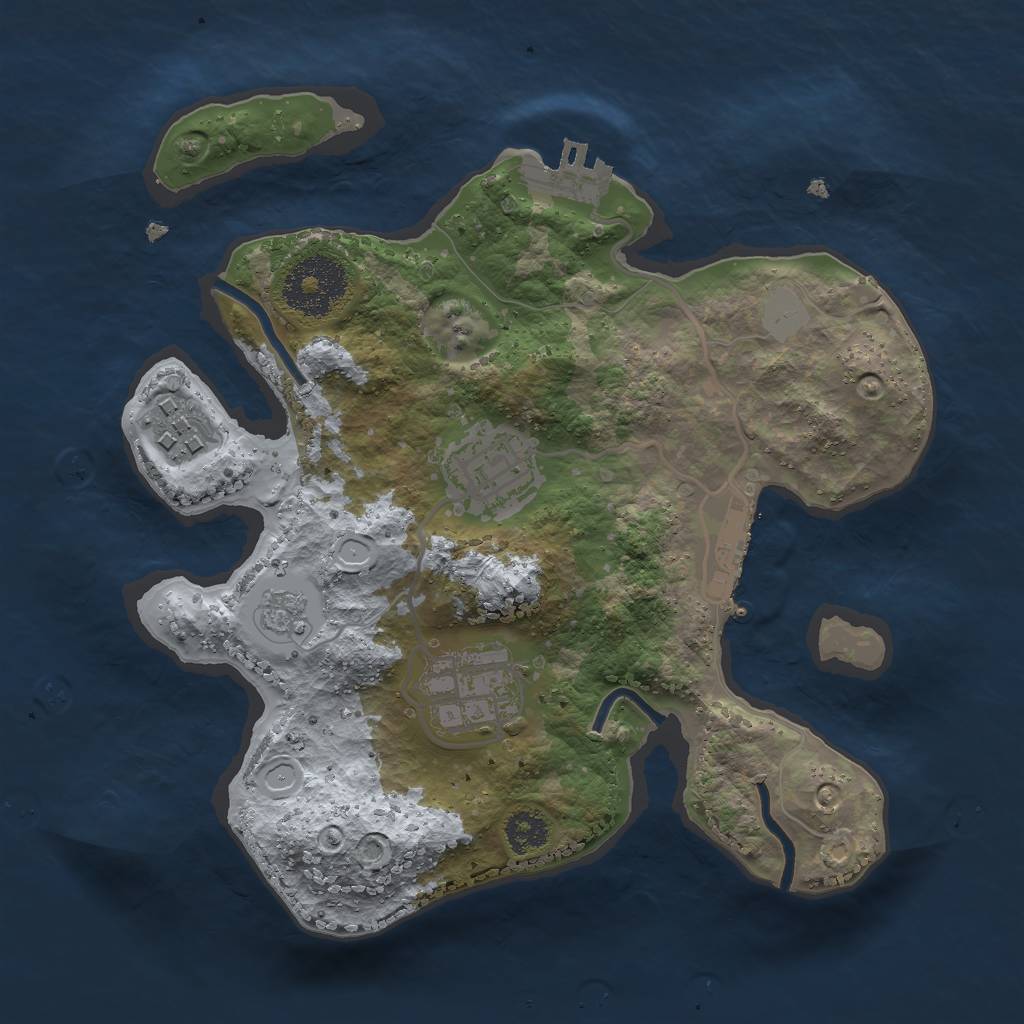 Rust Map: Procedural Map, Size: 2500, Seed: 1027615596, 11 Monuments