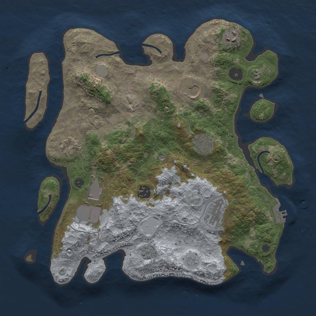 Rust Map: Procedural Map, Size: 3500, Seed: 1016120368, 16 Monuments