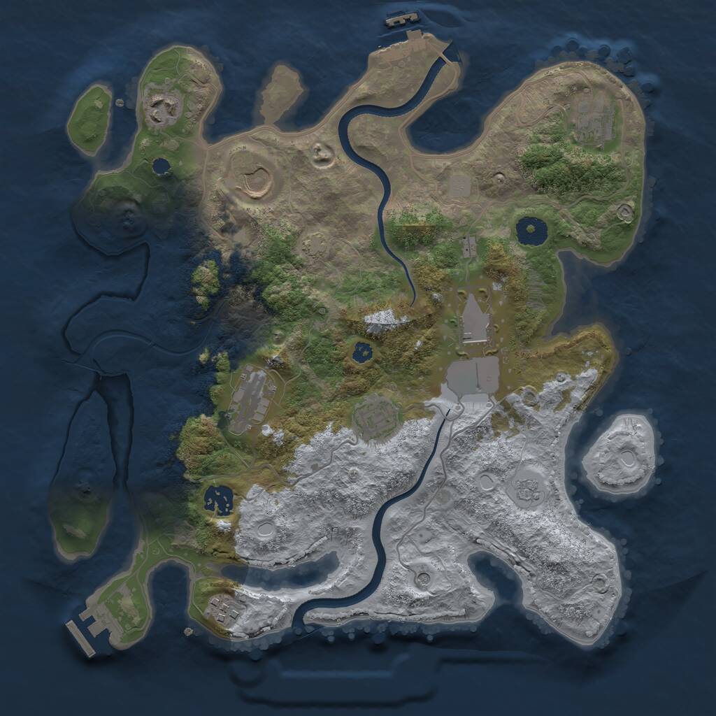 Rust Map: Procedural Map, Size: 3500, Seed: 67869235, 14 Monuments