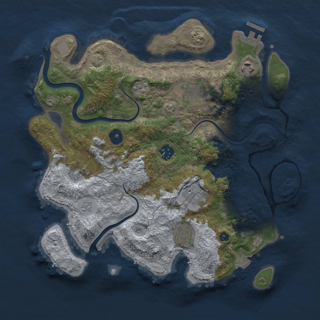 Rust Map: Procedural Map, Size: 3333, Seed: 18480, 12 Monuments