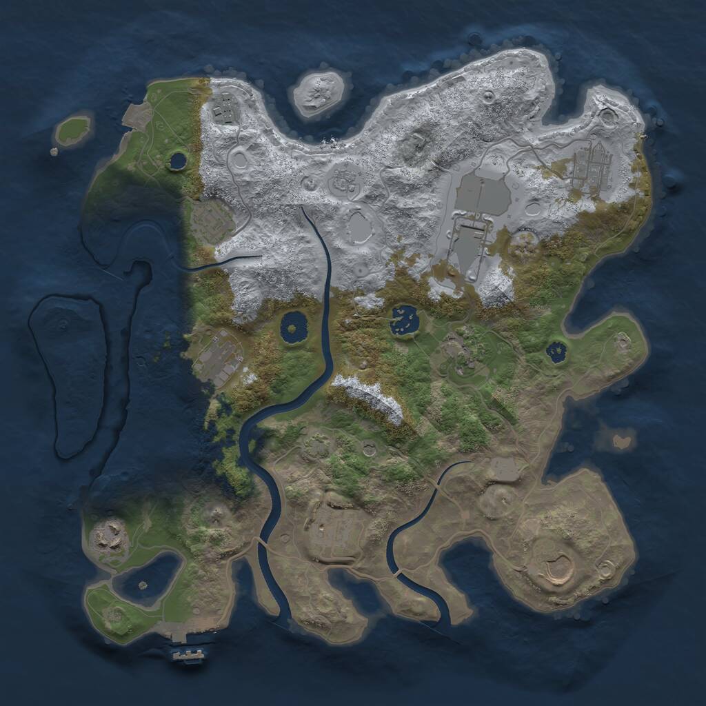 Rust Map: Procedural Map, Size: 3500, Seed: 1159943496, 15 Monuments