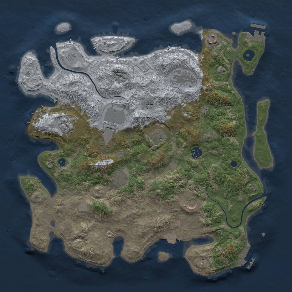 Rust Map: Procedural Map, Size: 3850, Seed: 80370604, 15 Monuments