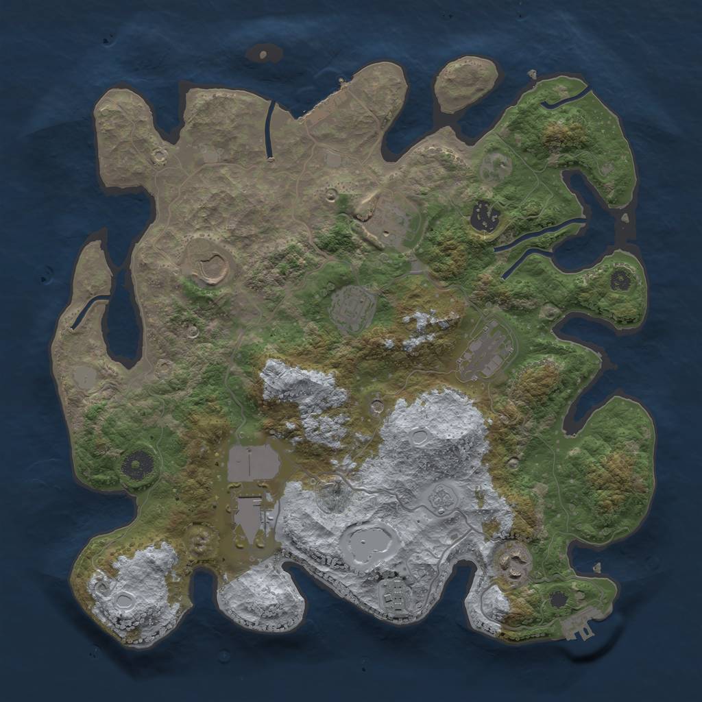 Rust Map: Procedural Map, Size: 3500, Seed: 1710703624, 17 Monuments