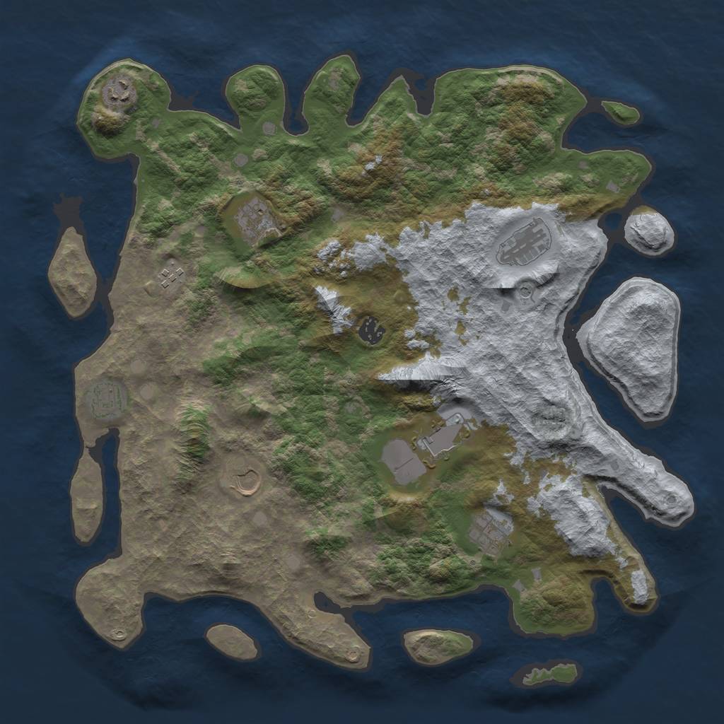 Rust Map: Barren, Size: 4200, Seed: 3645, 12 Monuments