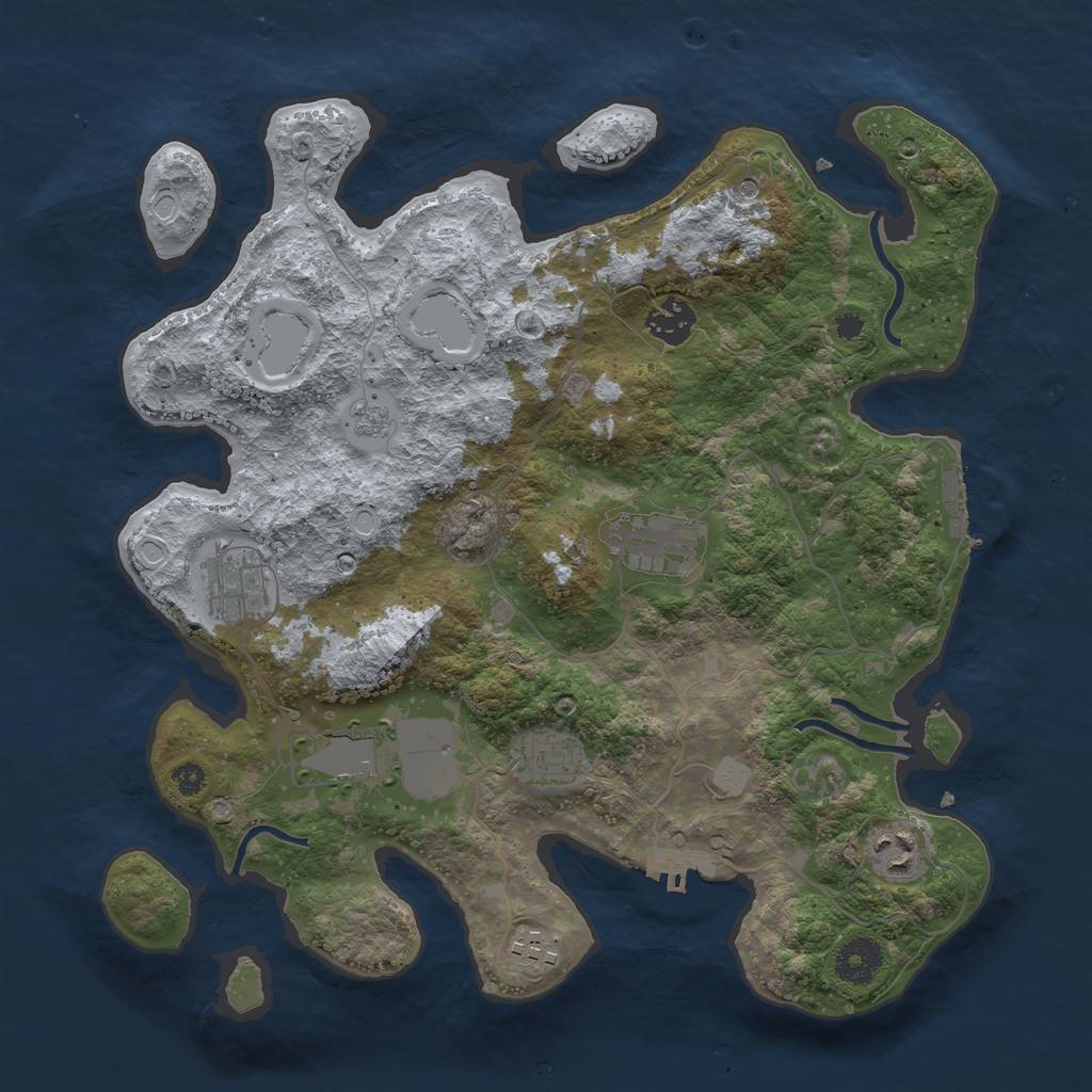 Rust Map: Procedural Map, Size: 3500, Seed: 38289780, 16 Monuments