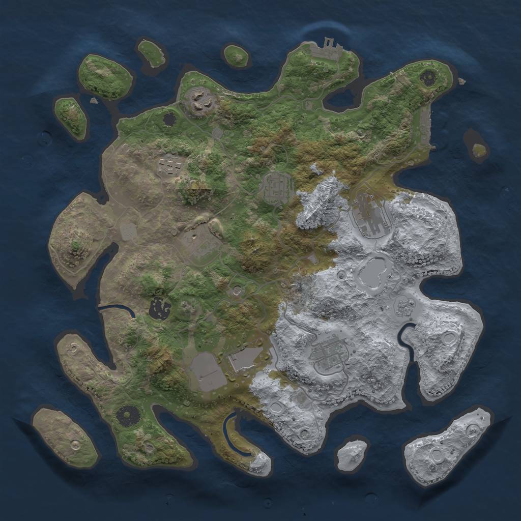 Rust Map: Procedural Map, Size: 3500, Seed: 48607714, 15 Monuments