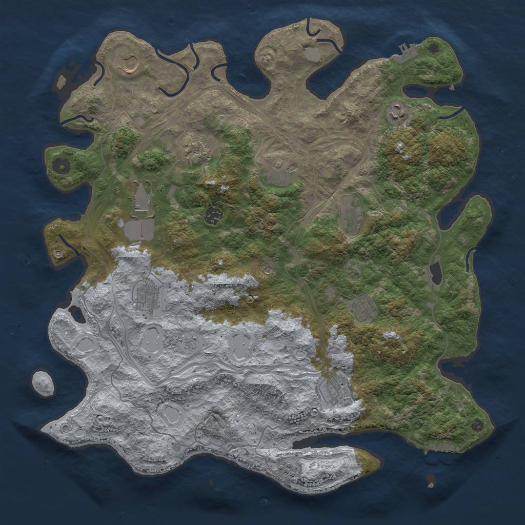 Rust Map: Procedural Map, Size: 4500, Seed: 542039027, 20 Monuments