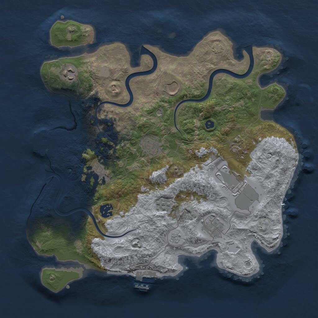 Rust Map: Procedural Map, Size: 3500, Seed: 1739652903, 15 Monuments