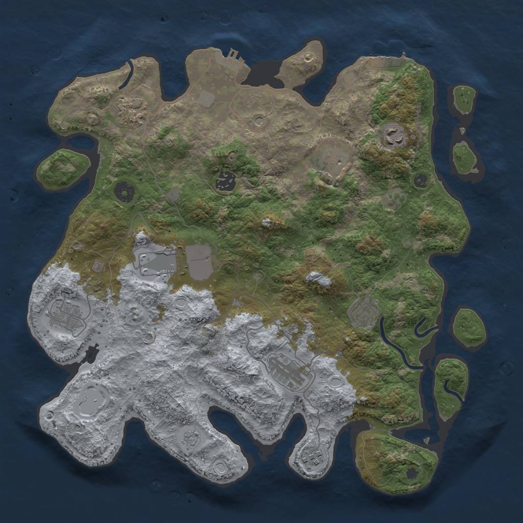 Rust Map: Procedural Map, Size: 3800, Seed: 5454534, 18 Monuments