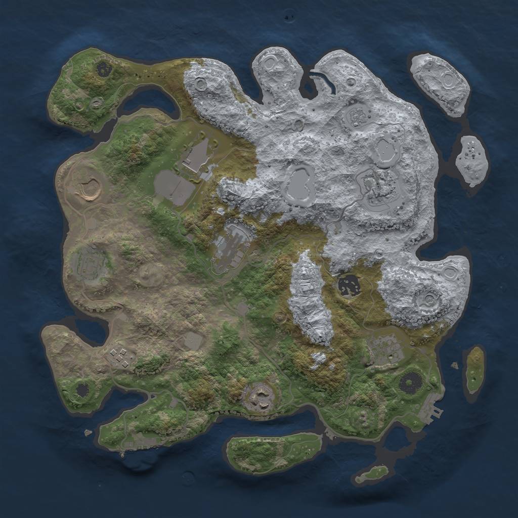Rust Map: Procedural Map, Size: 3500, Seed: 1501122564, 18 Monuments