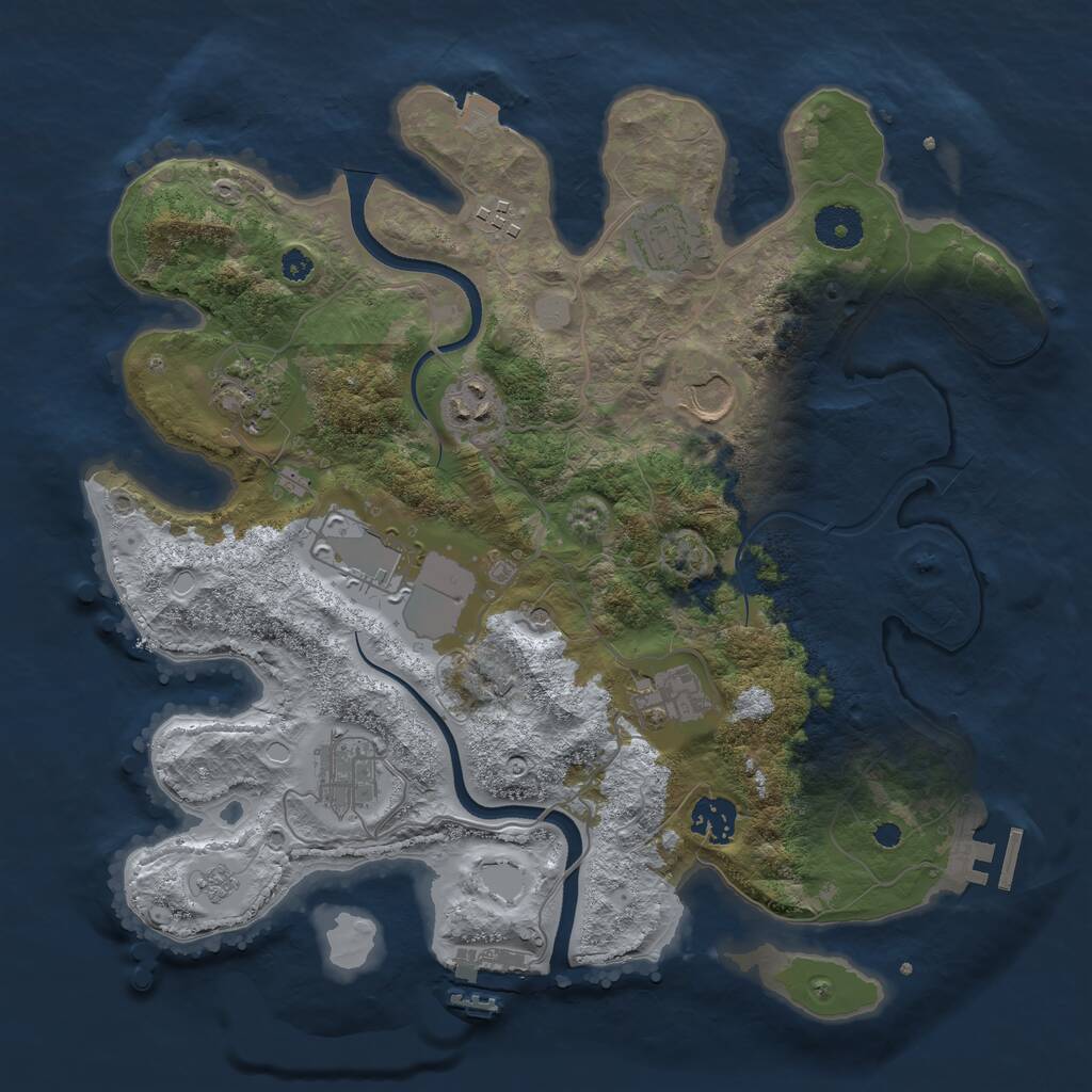 Rust Map: Procedural Map, Size: 3500, Seed: 298387753, 15 Monuments