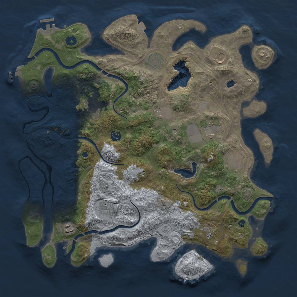 Rust Map: Procedural Map, Size: 4250, Seed: 1453724371, 17 Monuments