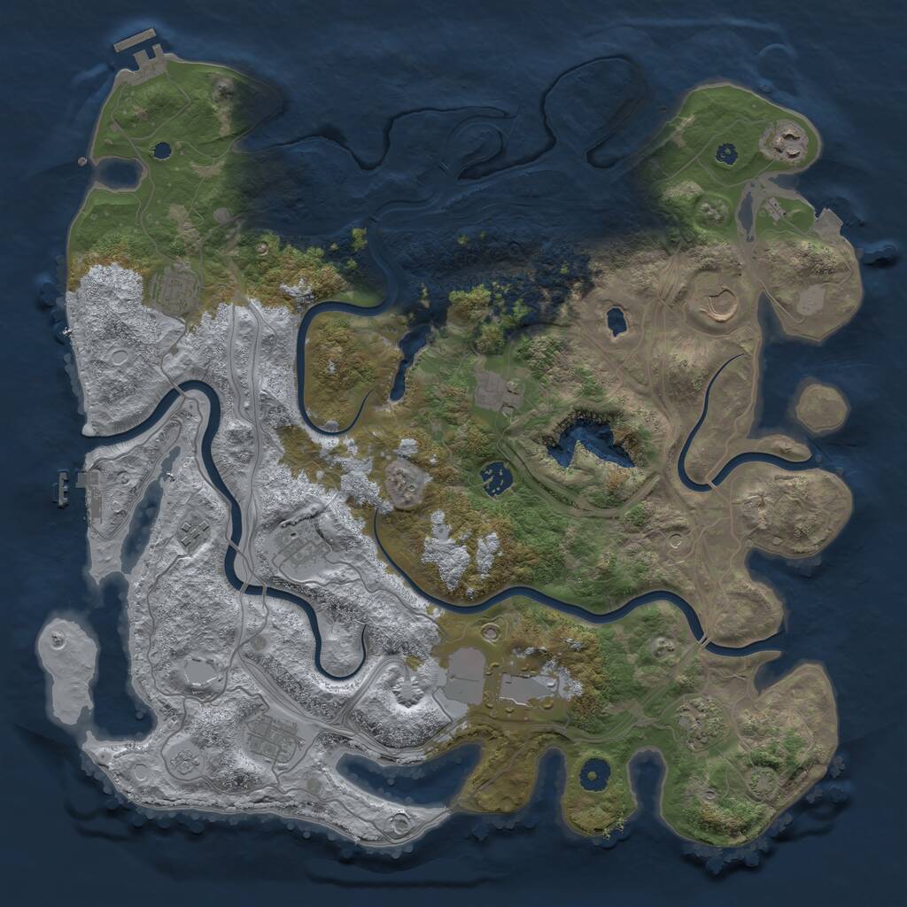 Rust Map: Procedural Map, Size: 4250, Seed: 1192375254, 16 Monuments