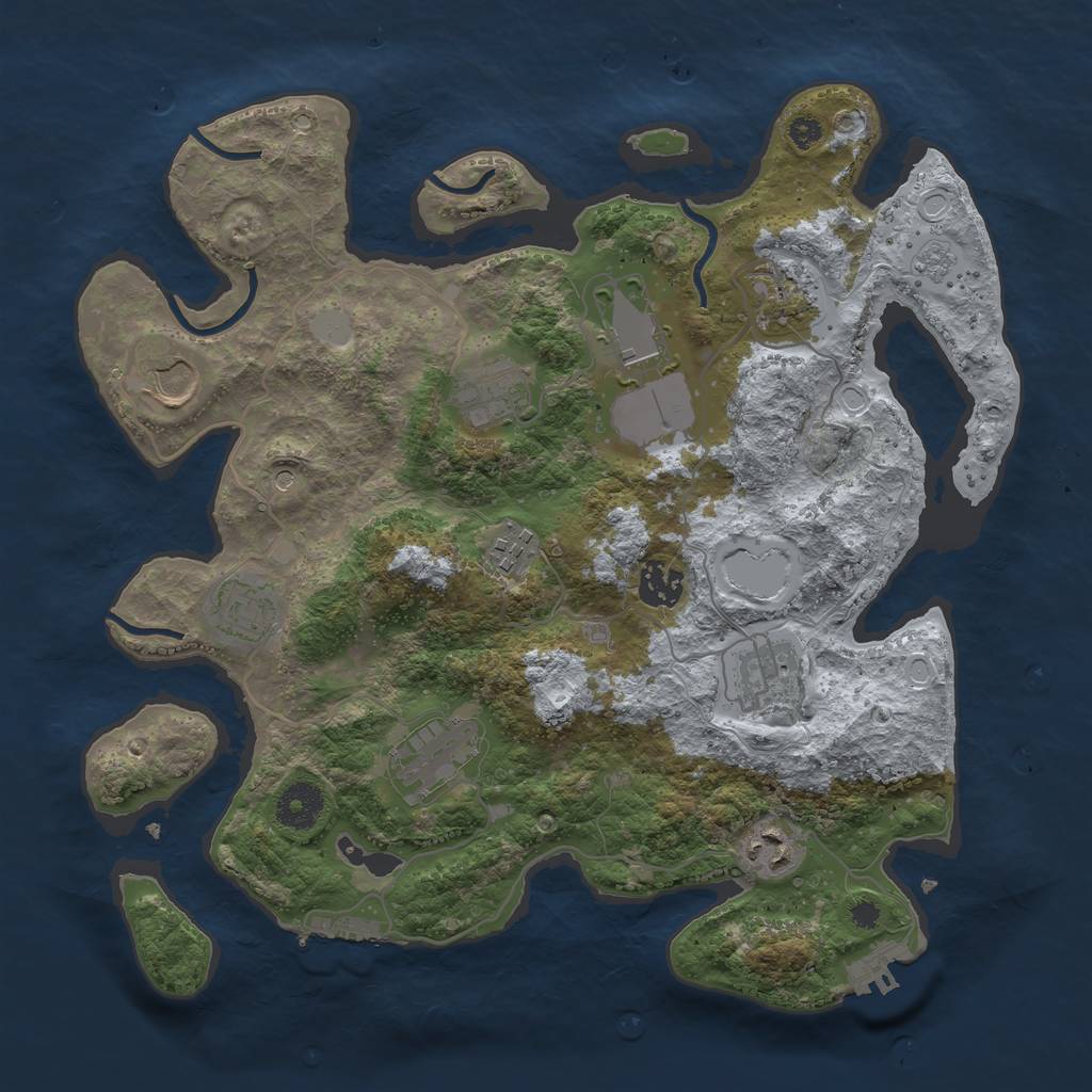 Rust Map: Procedural Map, Size: 3500, Seed: 102854971, 19 Monuments