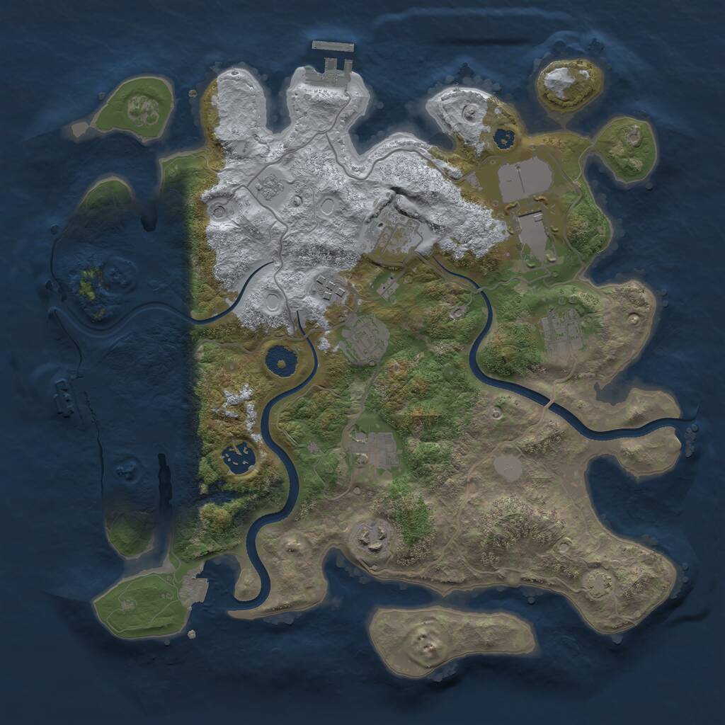 Rust Map: Procedural Map, Size: 3500, Seed: 13402774, 14 Monuments