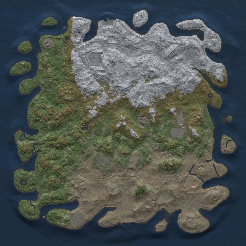 Rust Map: Procedural Map, Size: 4800, Seed: 1357725989, 20 Monuments