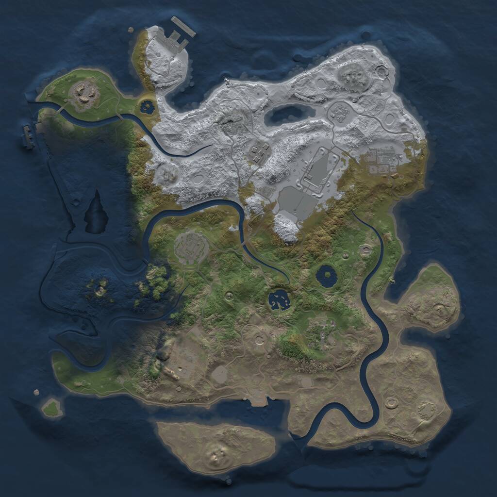 Rust Map: Procedural Map, Size: 3500, Seed: 137744655, 14 Monuments
