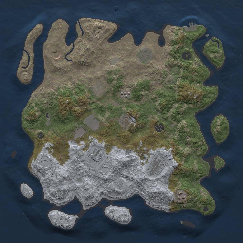 Rust Map: Procedural Map, Size: 4000, Seed: 674251105, 18 Monuments
