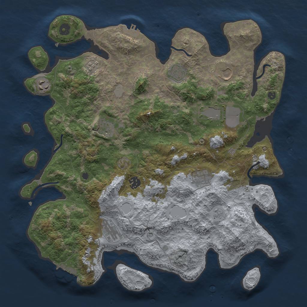 Rust Map: Procedural Map, Size: 3900, Seed: 90471, 18 Monuments