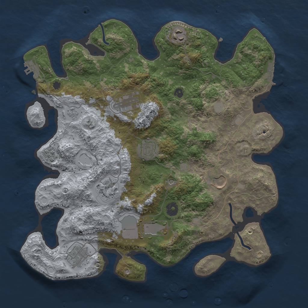 Rust Map: Procedural Map, Size: 3500, Seed: 1489756129, 17 Monuments