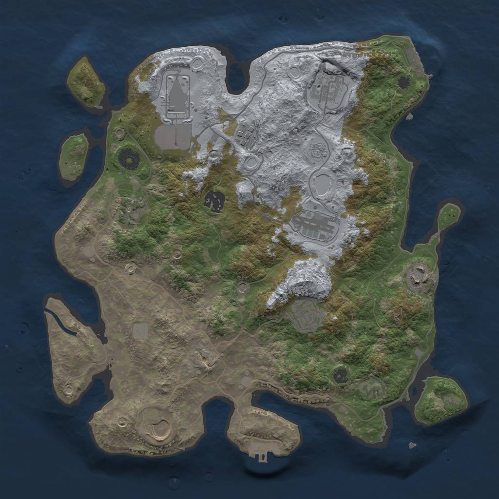 Rust Map: Procedural Map, Size: 3500, Seed: 16589099, 18 Monuments