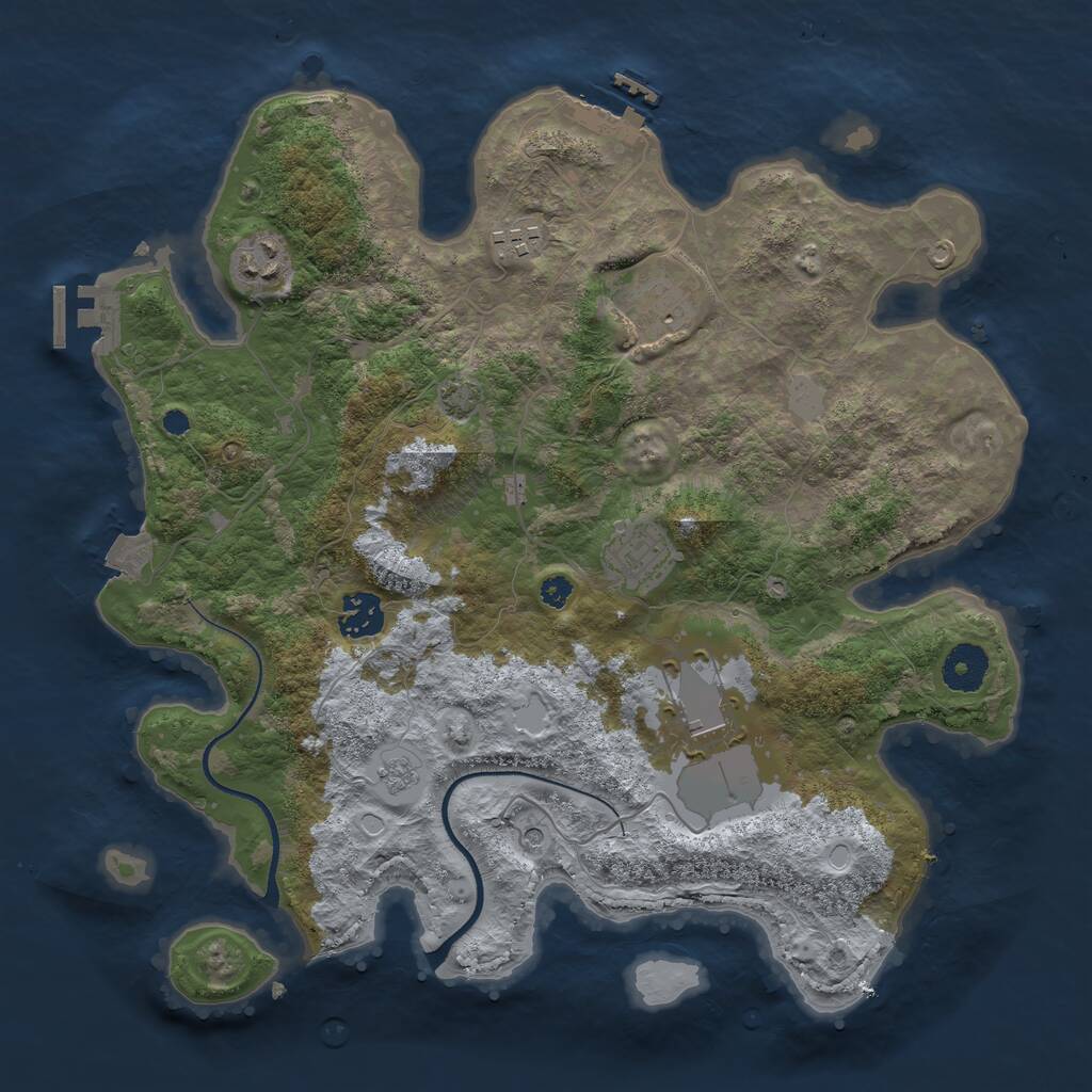 Rust Map: Procedural Map, Size: 3500, Seed: 17793, 12 Monuments