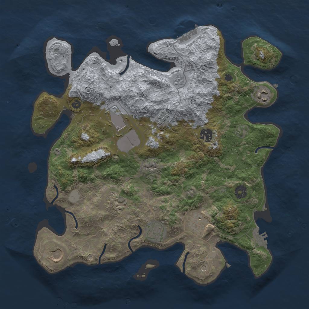 Rust Map: Procedural Map, Size: 3500, Seed: 1237344975, 17 Monuments