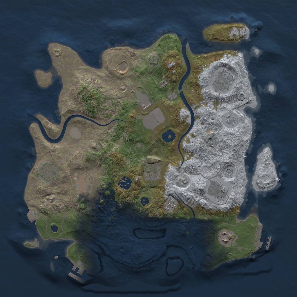 Rust Map: Procedural Map, Size: 3500, Seed: 65329533, 16 Monuments