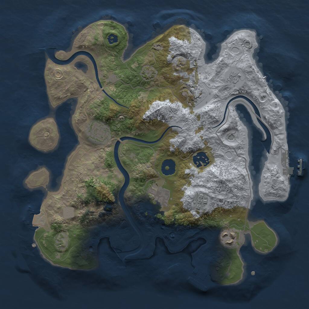 Rust Map: Procedural Map, Size: 3000, Seed: 36113, 12 Monuments