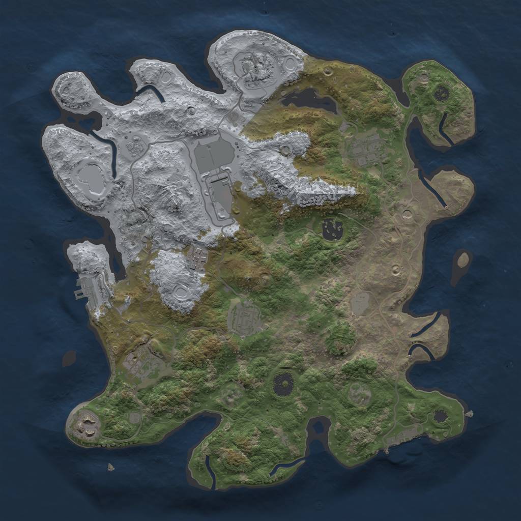 Rust Map: Procedural Map, Size: 3500, Seed: 831153, 15 Monuments