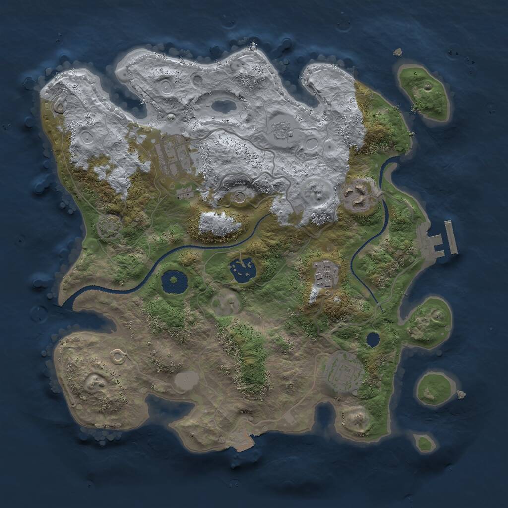 Rust Map: Procedural Map, Size: 3000, Seed: 85069036, 10 Monuments