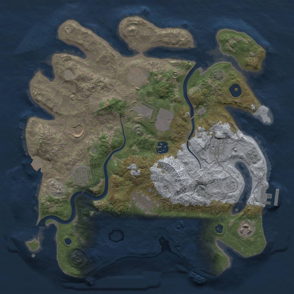 Rust Map: Procedural Map, Size: 3500, Seed: 470693044, 15 Monuments