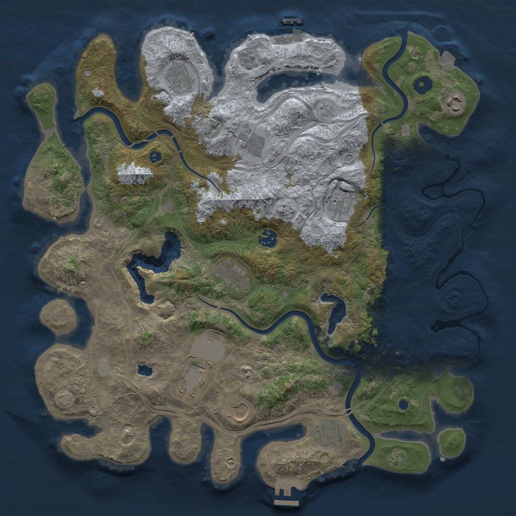 Rust Map: Procedural Map, Size: 4250, Seed: 825655428, 16 Monuments