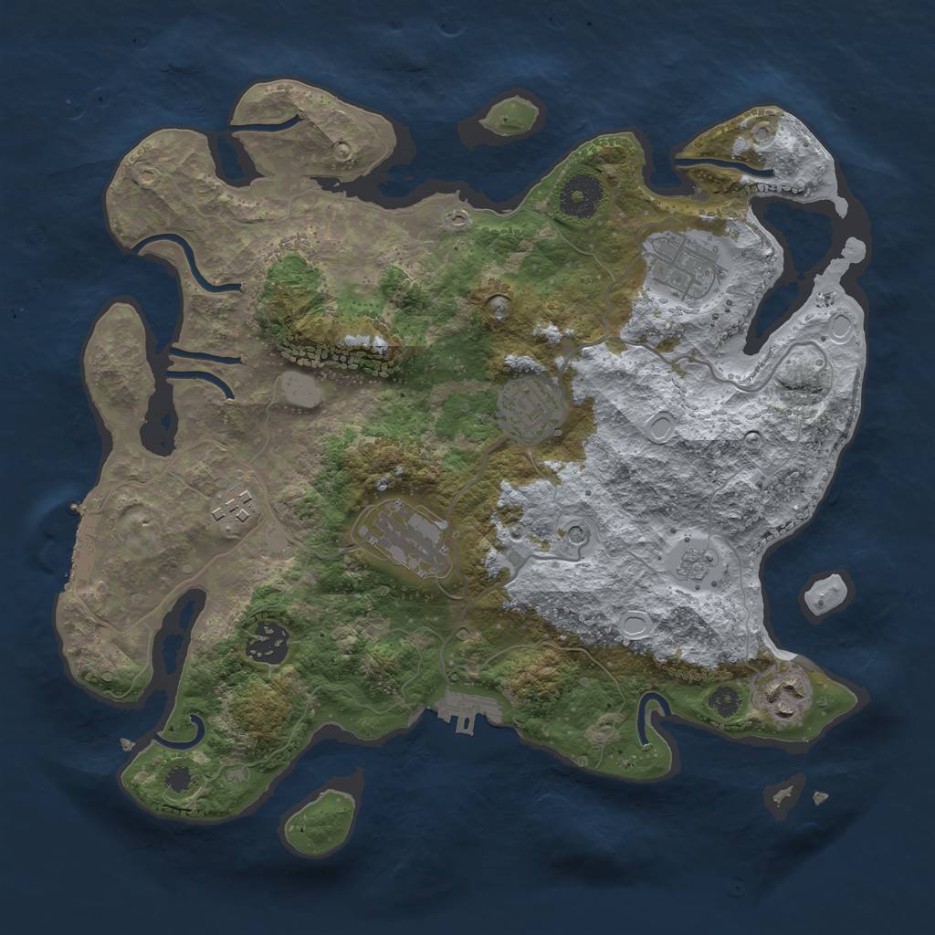 Rust Map: Procedural Map, Size: 3250, Seed: 1359222376, 15 Monuments