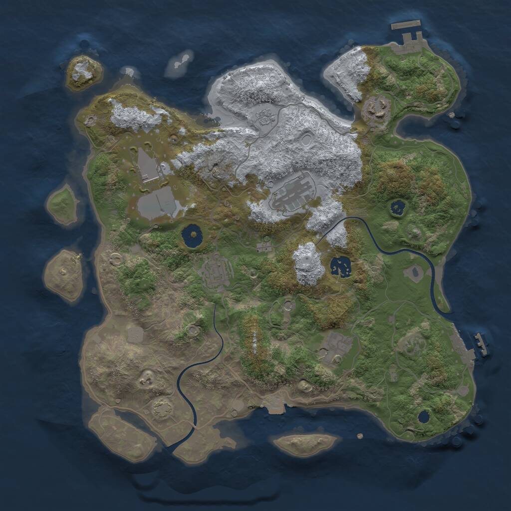 Rust Map: Procedural Map, Size: 3500, Seed: 1454899, 12 Monuments