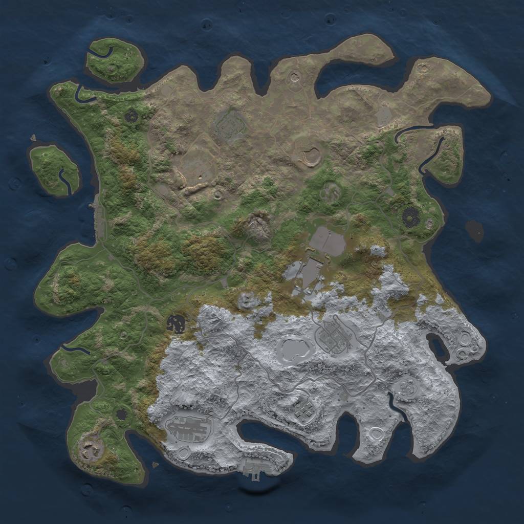 Rust Map: Procedural Map, Size: 4000, Seed: 21991515, 18 Monuments