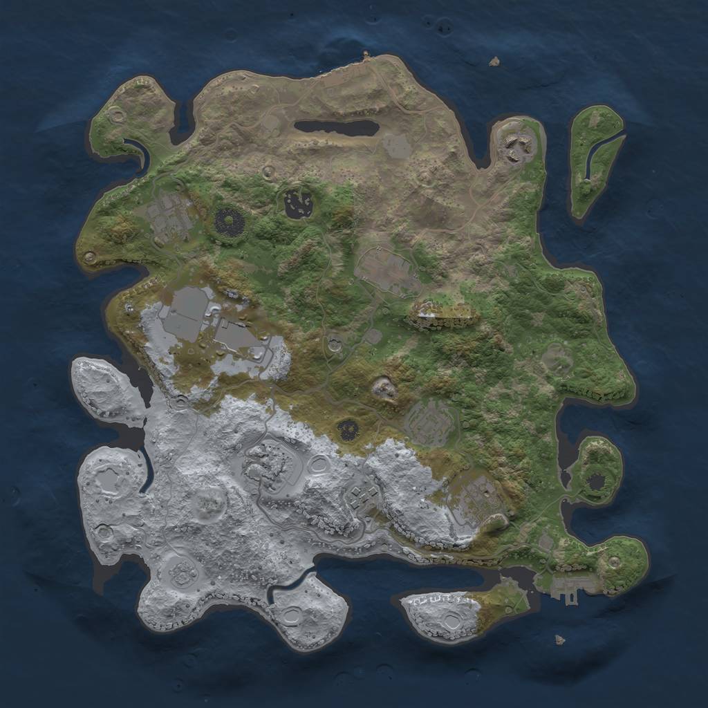 Rust Map: Procedural Map, Size: 3500, Seed: 657407854, 18 Monuments