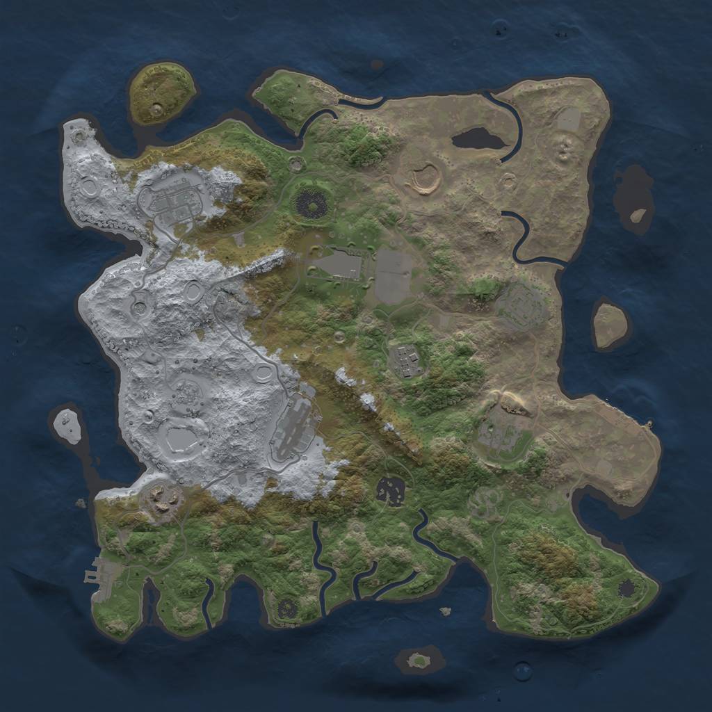 Rust Map: Procedural Map, Size: 3500, Seed: 76581060, 18 Monuments