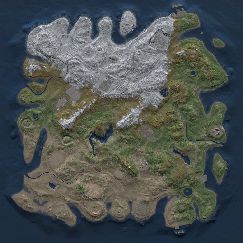 Rust Map: Procedural Map, Size: 4300, Seed: 77182241, 16 Monuments